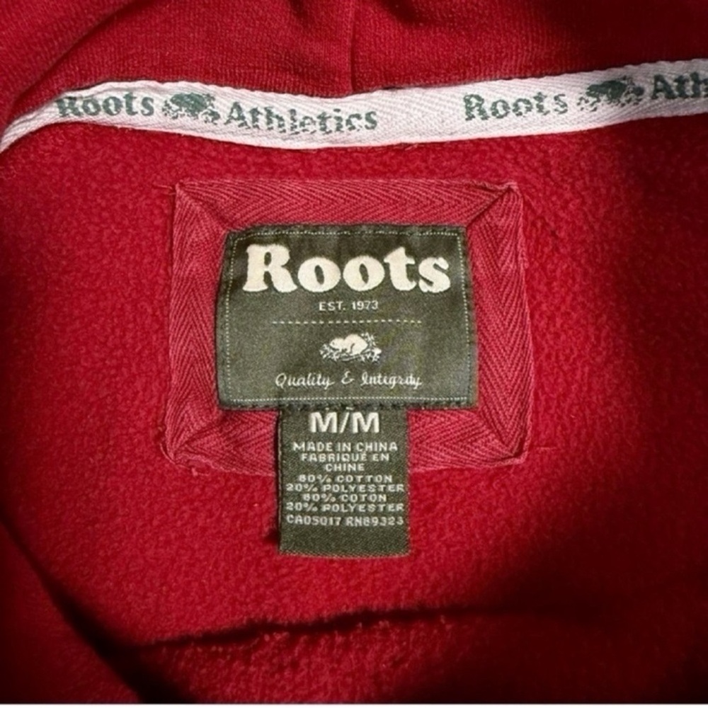 ROOTS Athletics Women Red Cotton Hoodie Sweater MEDIUM Casual Cabin Classic - Picture 6 of 6